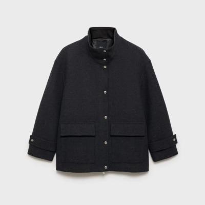 Funnel-neck wool jacket