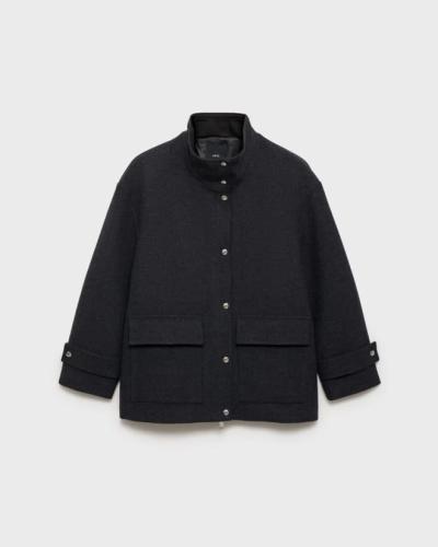 Funnel-neck wool jacket