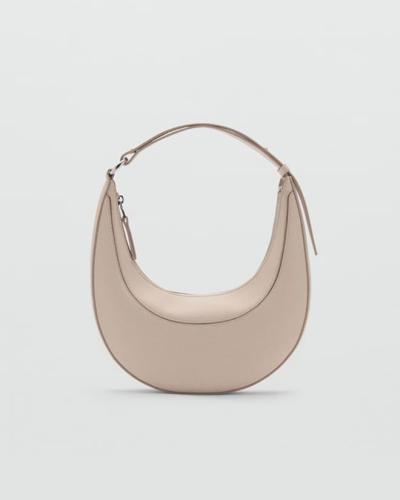 Leather shopper bag with stitching